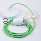 Pendel único, lámpara colgante cable textil Verde Fluorescente RF06