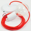 Pendel único, lámpara colgante cable textil Naranja Fluorescente RF15