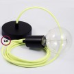 Pendel único, lámpara colgante cable textil Amarillo Fluorescente RF10