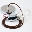 Pendel único, lámpara colgante cable textil Café Brillante RL13