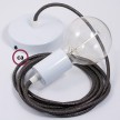 Pendel único, lámpara colgante cable textil Gris Brillante RL03