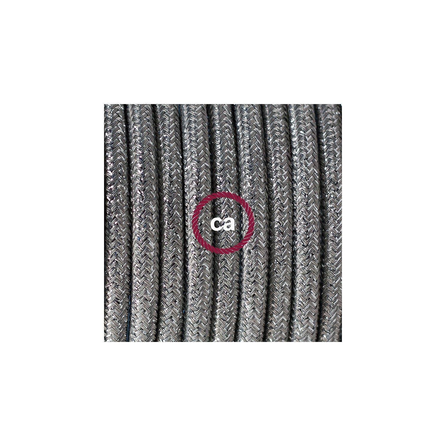 Pendel único, lámpara colgante cable textil Plateado Brillante RL02