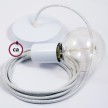 Pendel único, lámpara colgante cable textil Blanco Brillante RL01