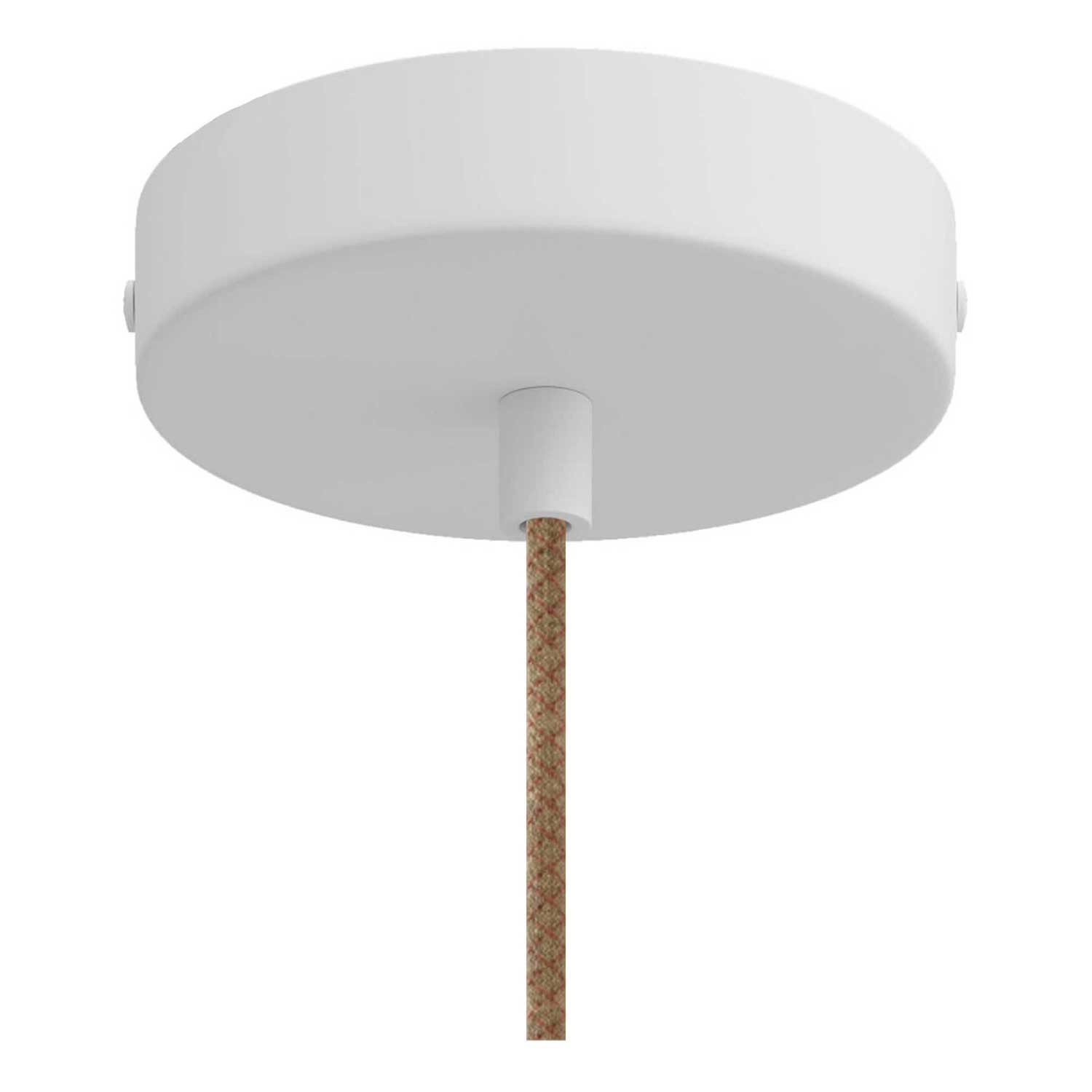 Lámpara colgante con cable textil, pantalla Dome XS en hilo de poliéster y acabados metálicos