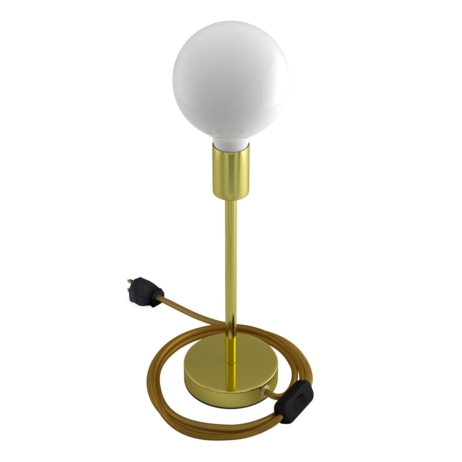 Alzaluce - Lámpara de mesa en metal con cable, interruptor y clavija