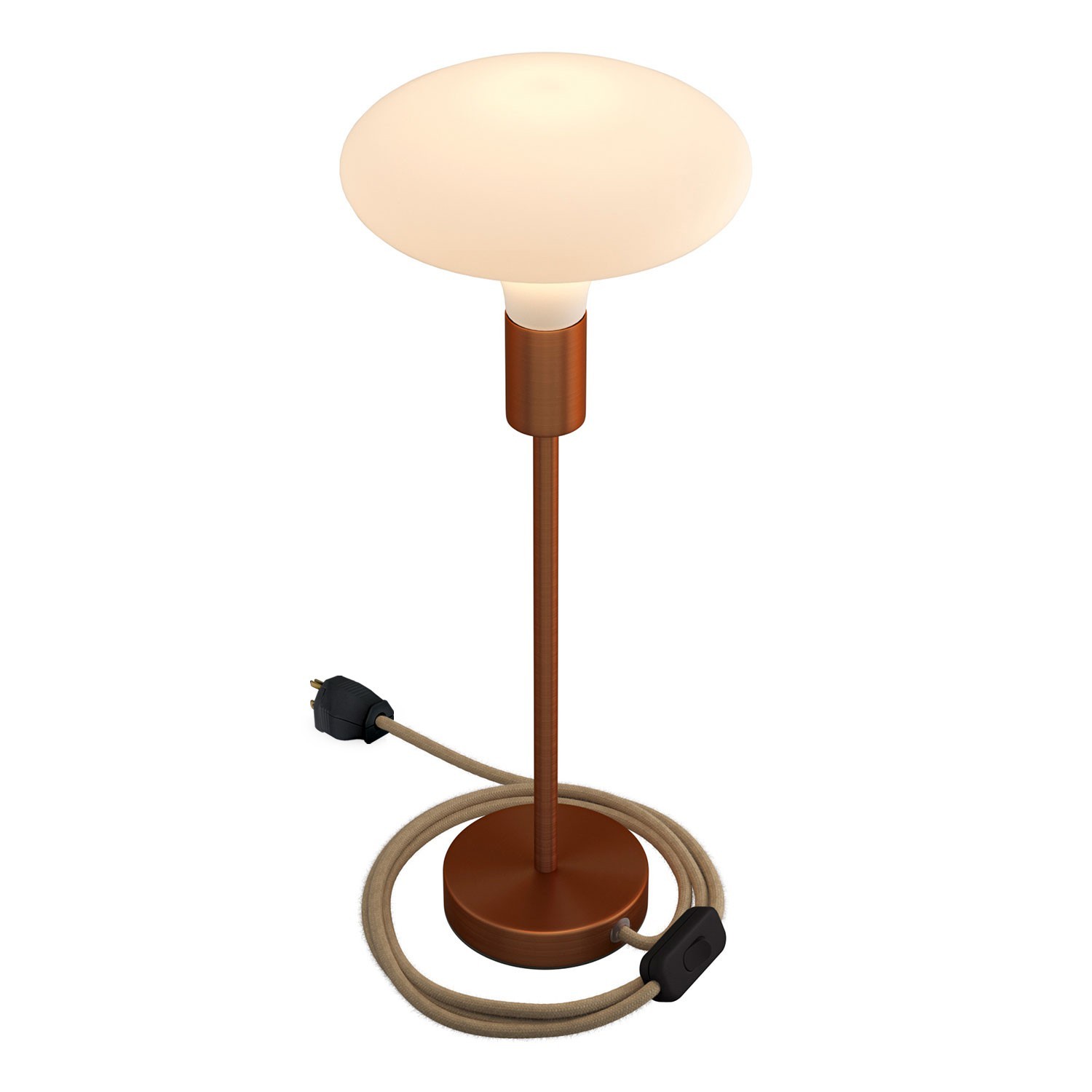 Alzaluce - Lámpara de mesa en metal con cable, interruptor y clavija