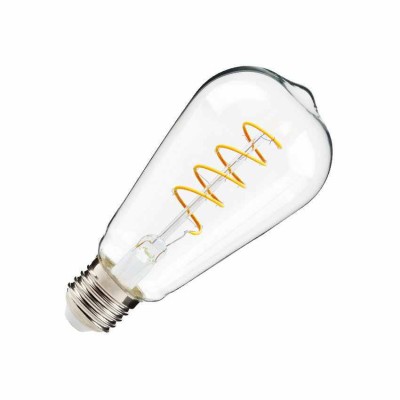 Bombillo transparente LED Edison ST64 filamento con filamento en espiral de 4W y luz cálida 2700K. Dimerizable - LCO055