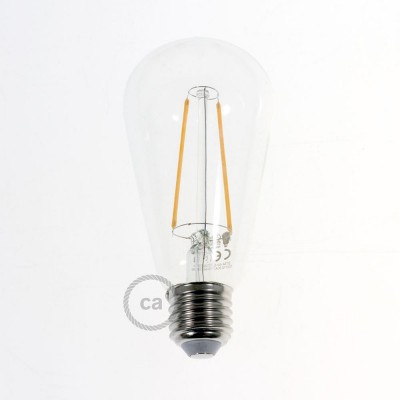 Bombilla Transparente LED Edison ST64 Filamento recto 4W Vintage luz cálida 3000K - LCO091J