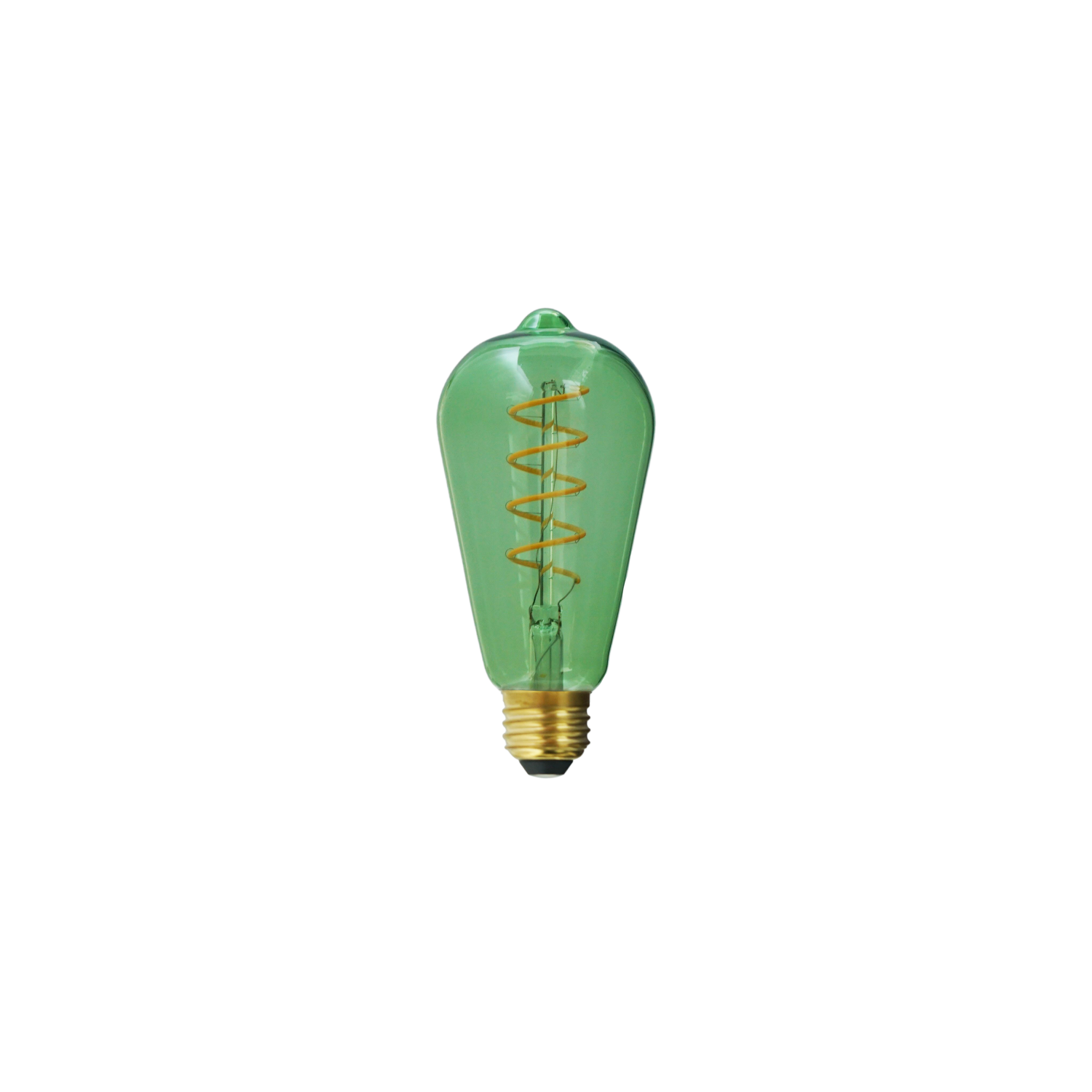 Bombillo LED de cristal verde y filamento en espiral - LCO Green21