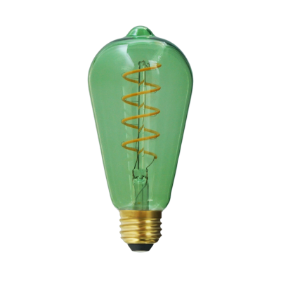 Bombillo LED de cristal verde y filamento en espiral - LCO Green21