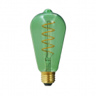 Bombillo LED ST64 de cristal verde y filamento en espiral - LCO Green21