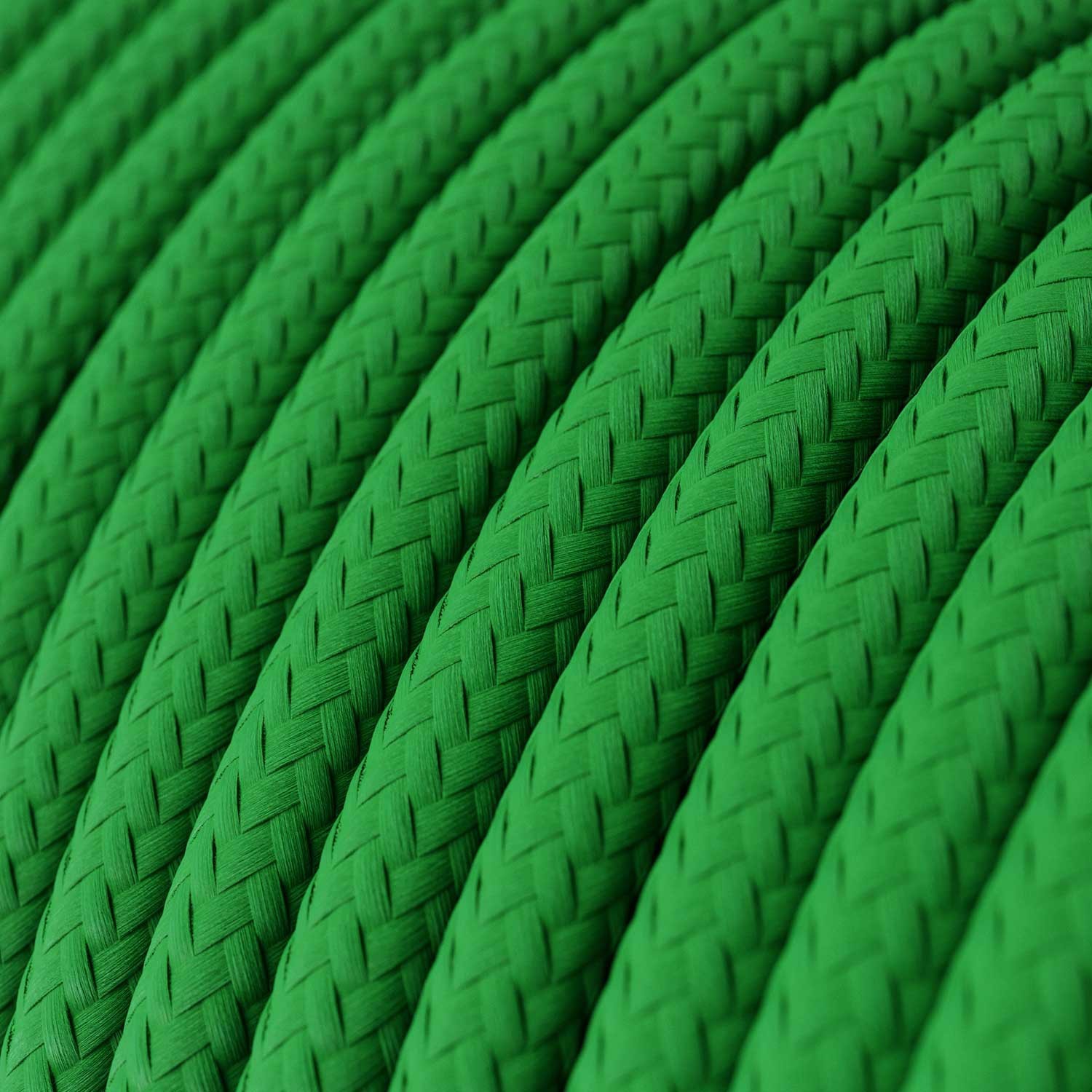 Cable Eléctrico Redondo Recubierto en tejido Efecto Seda Color Sólido, Verde RM06
