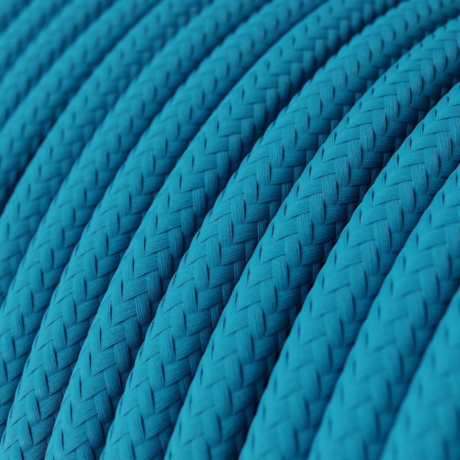 Cable Eléctrico Redondo Recubierto en tejido Efecto Seda Color Sólido, Cian RM11