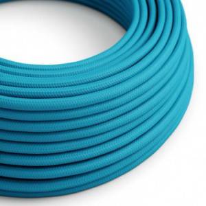 Cable Eléctrico Redondo Recubierto en tejido Efecto Seda Color Sólido, Cian RM11