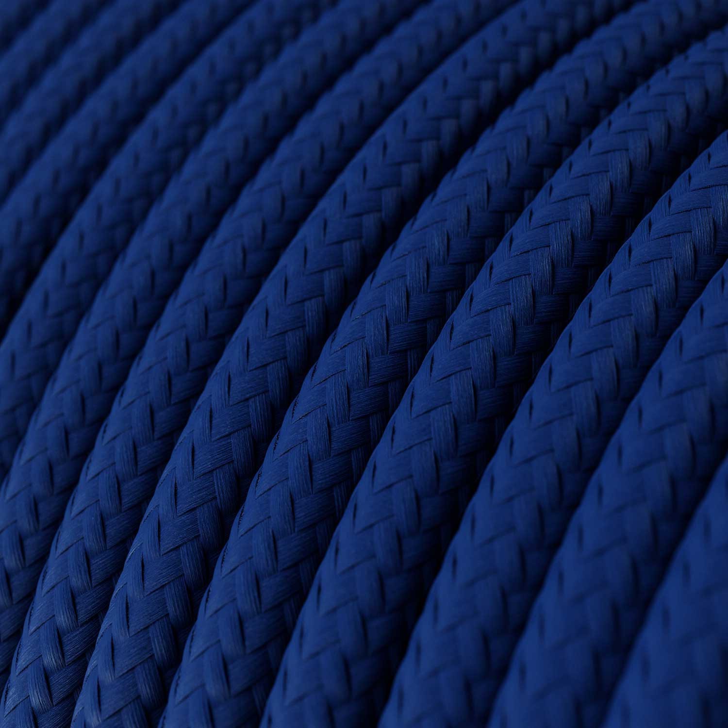Cable Eléctrico Redondo Recubierto en tejido Efecto Seda Color Sólido, Azul RM12