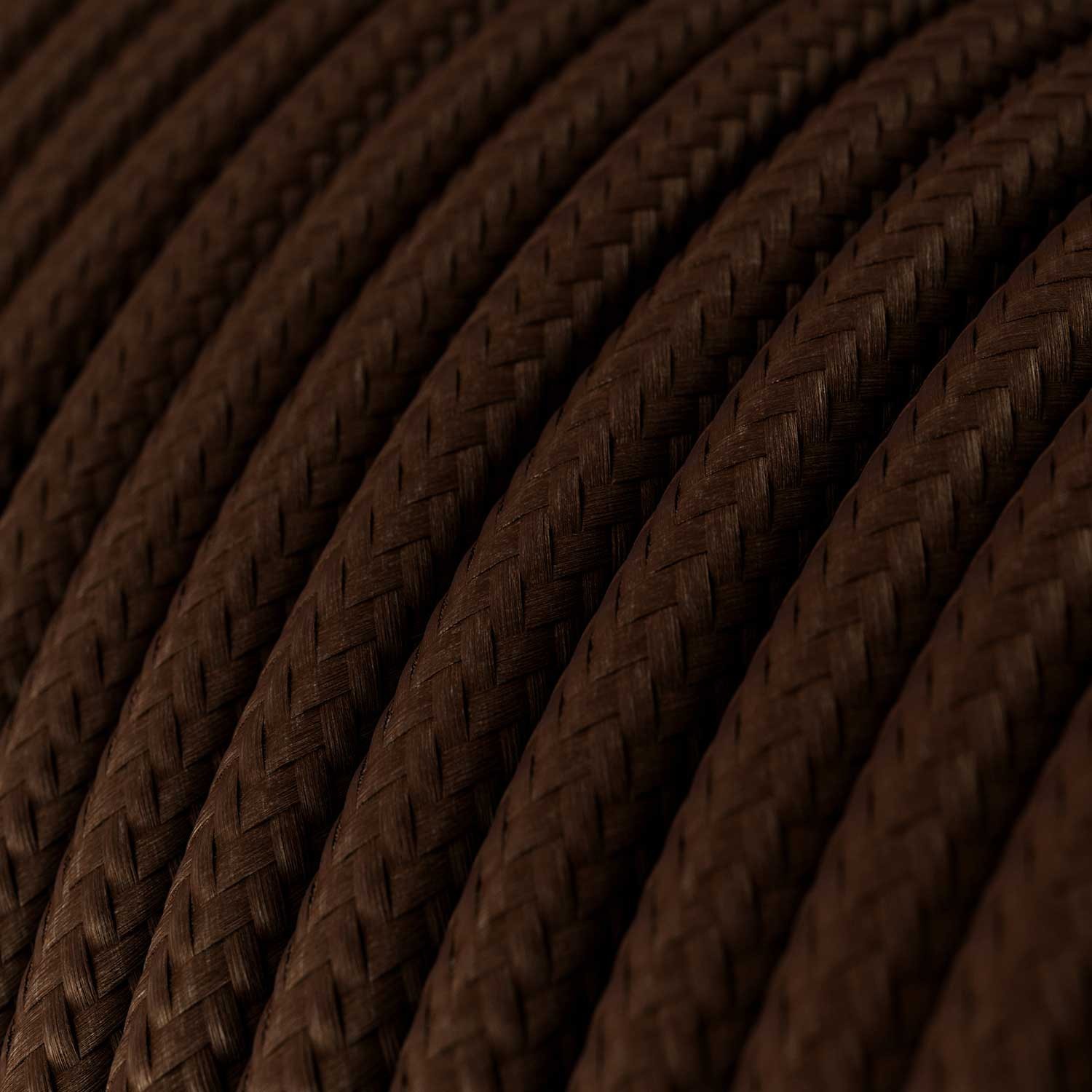 Cable Eléctrico Redondo Recubierto en tejido Efecto Seda Color Sólido, Marrón RM13