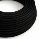 Cable Eléctrico Redondo Recubierto en tejido Efecto Seda Color Sólido, Negro RM04