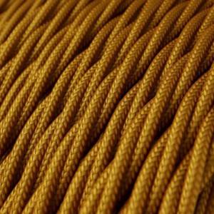 Cable Eléctrico Trenzado Recubierto en tejido Efecto Seda Color Sólido, Dorado TM05