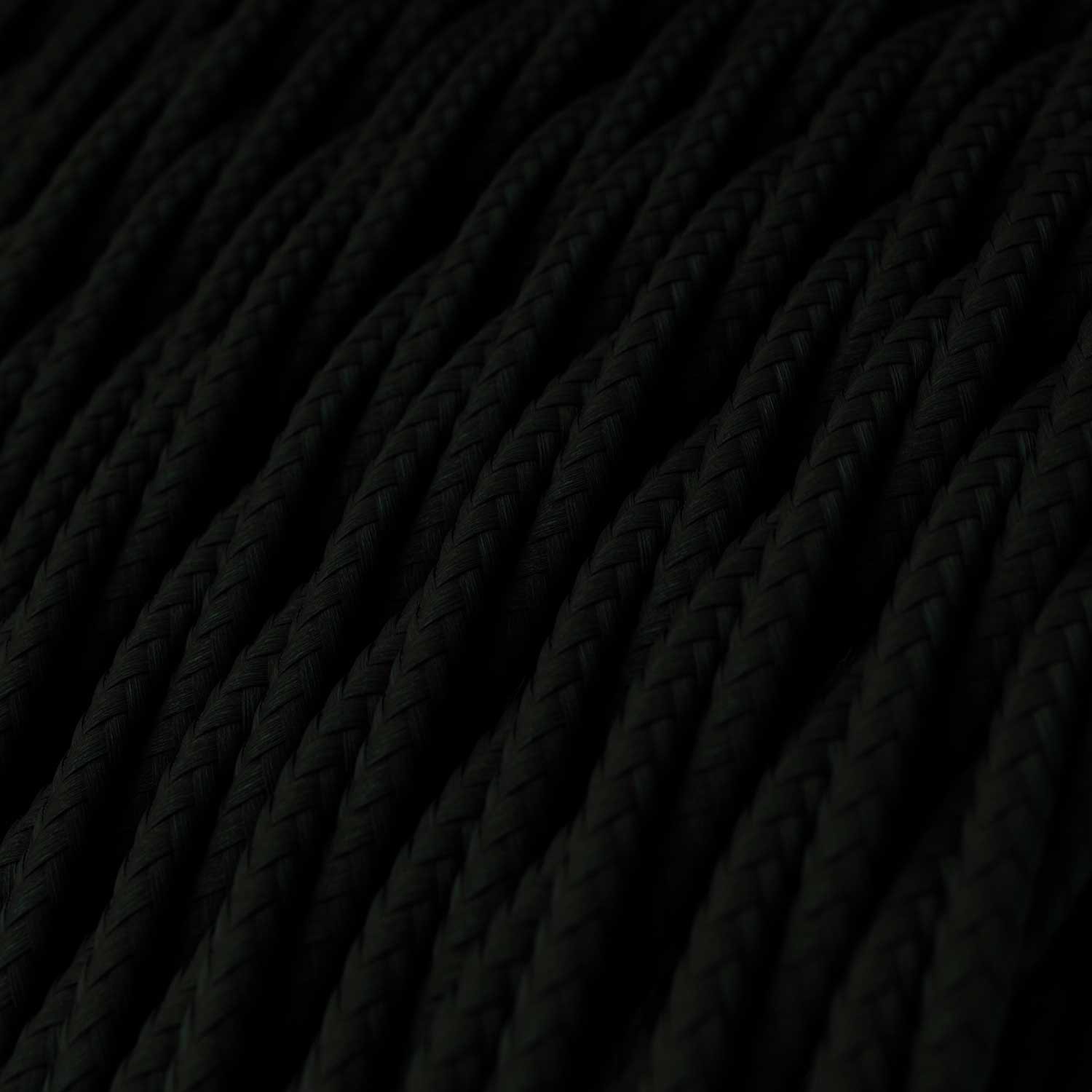 Cable Eléctrico Trenzado Recubierto en tejido Efecto Seda Color Sólido, Negro TM04