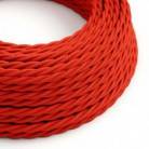 Cable Eléctrico Trenzado Recubierto en tejido Efecto Seda Color Sólido, Rojo TM09