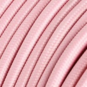 Cable Eléctrico Redondo Recubierto en tejido Efecto Seda Color Sólido, Rosa Baby RM16