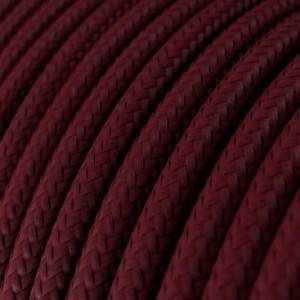Cable Eléctrico Redondo Recubierto en tejido Efecto Seda Color Sólido, Bordeos RM19