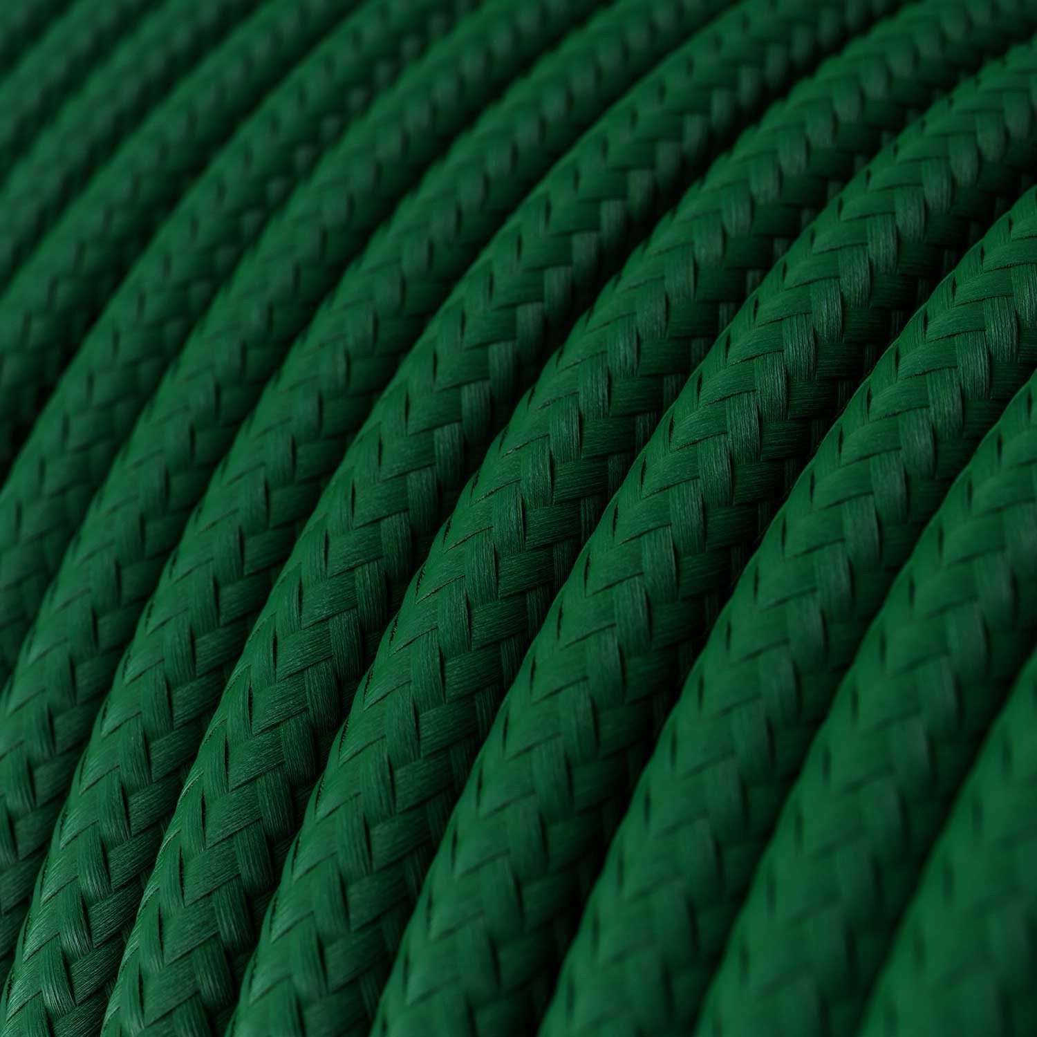 Cable Eléctrico Redondo Recubierto en tejido Efecto Seda Color Sólido, Verde Oscuro RM21