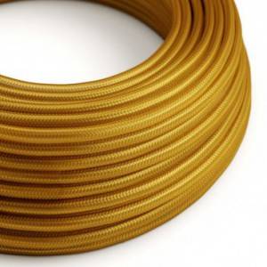 Cable Eléctrico Redondo Recubierto en tejido Efecto Seda Color Sólido, Dorado RM05