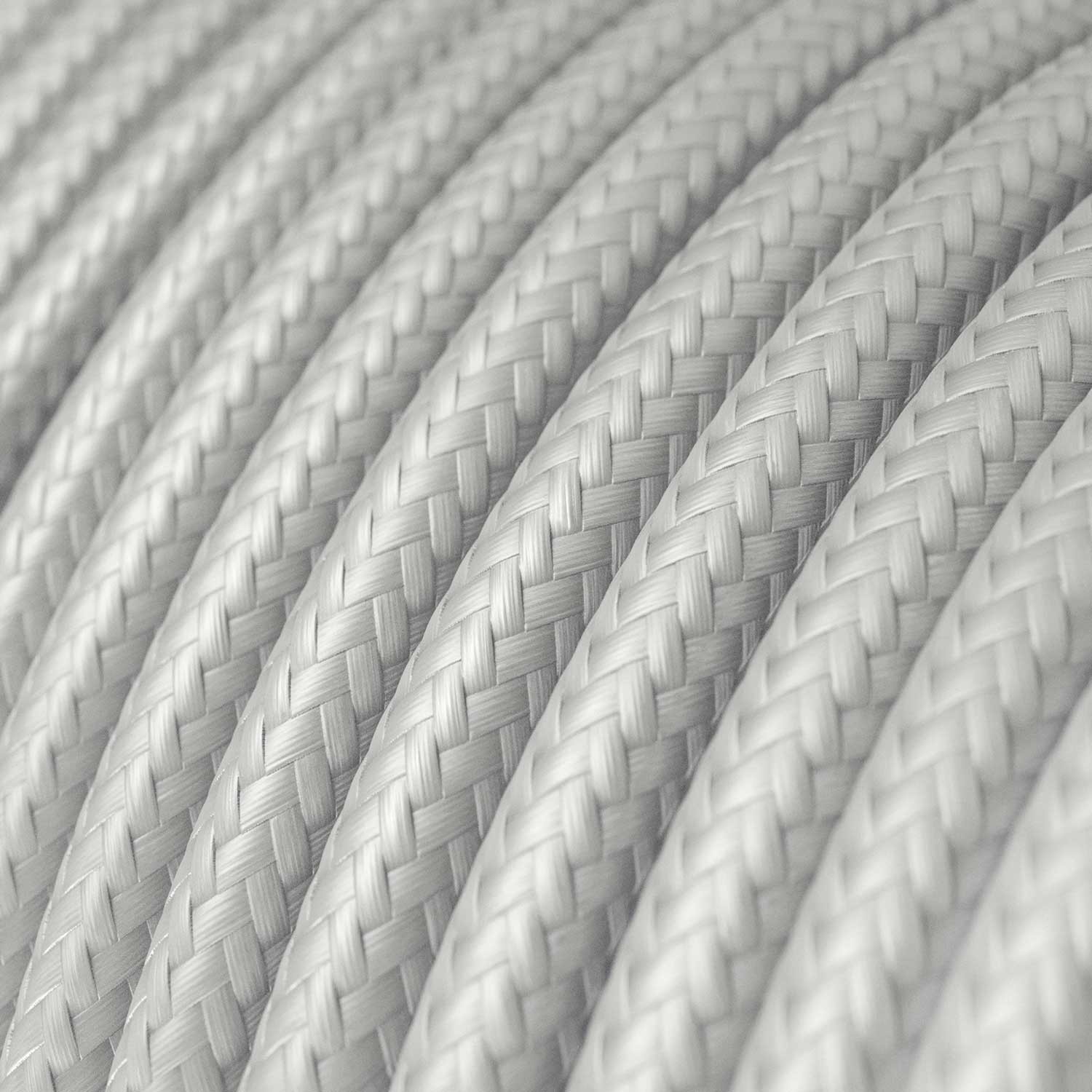 Cable Eléctrico Redondo Recubierto en tejido Efecto Seda Color Sólido, Plateado RM02