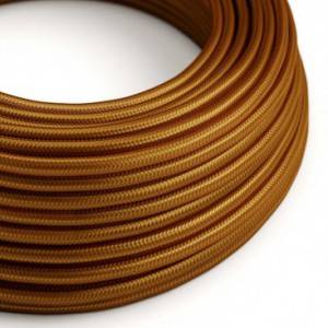 Cable Eléctrico Redondo Recubierto en tejido Efecto Seda Color Sólido, Whisky RM22