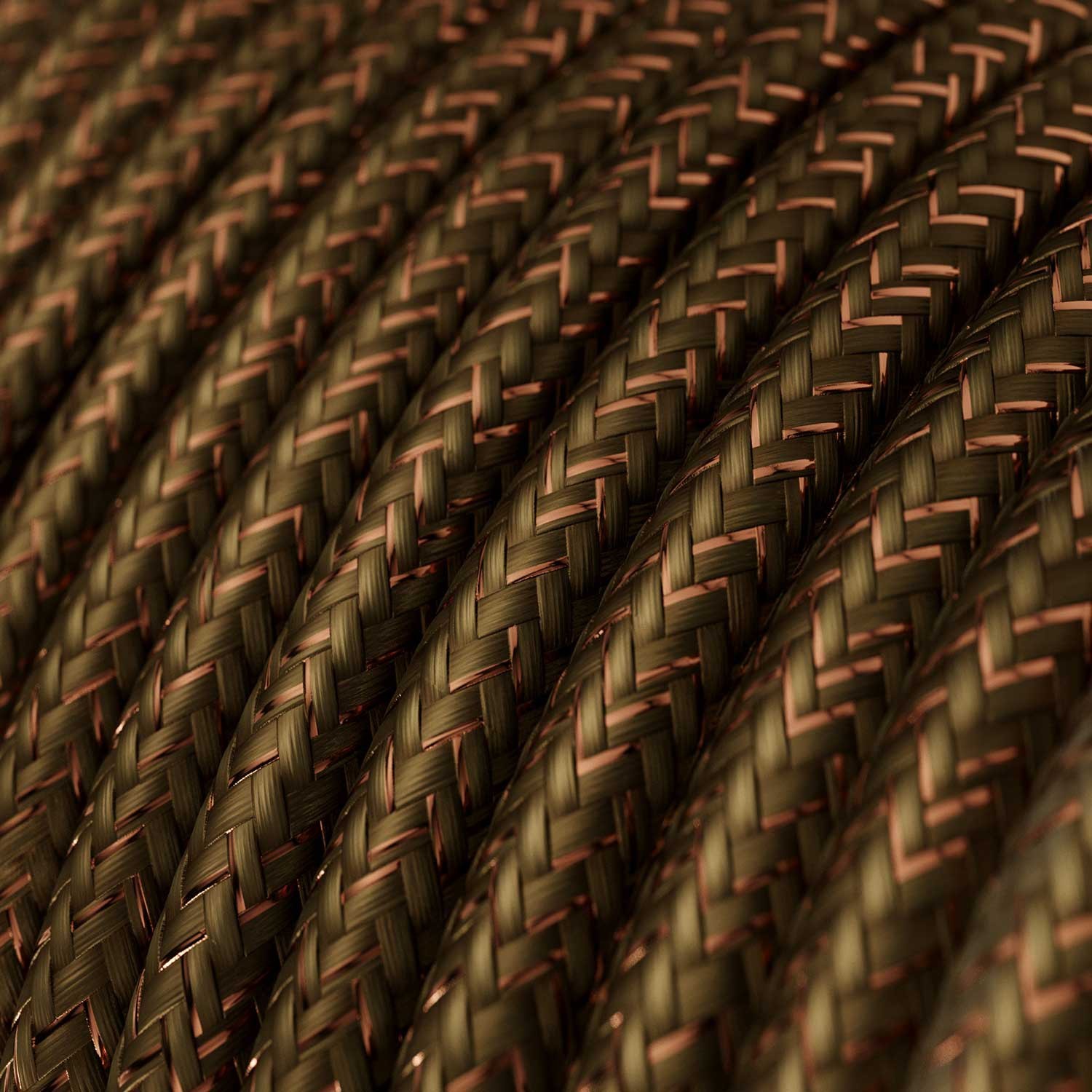 Cable Eléctrico Redondo Recubierto en tejido Efecto Seda Color Sólido, Marrón Glitter RL13
