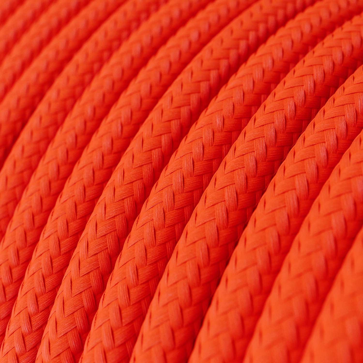 Cable Eléctrico Redondo Recubierto en tejido Efecto Seda Color Sólido, Naranja Fluo RF15