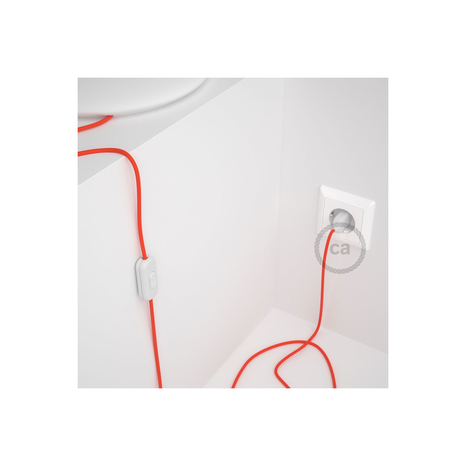 Cableado para lámpara, cable RF15 Efecto Seda Naranja Flùo 1,8m. Elige tu el color de la clavija y del interruptor!