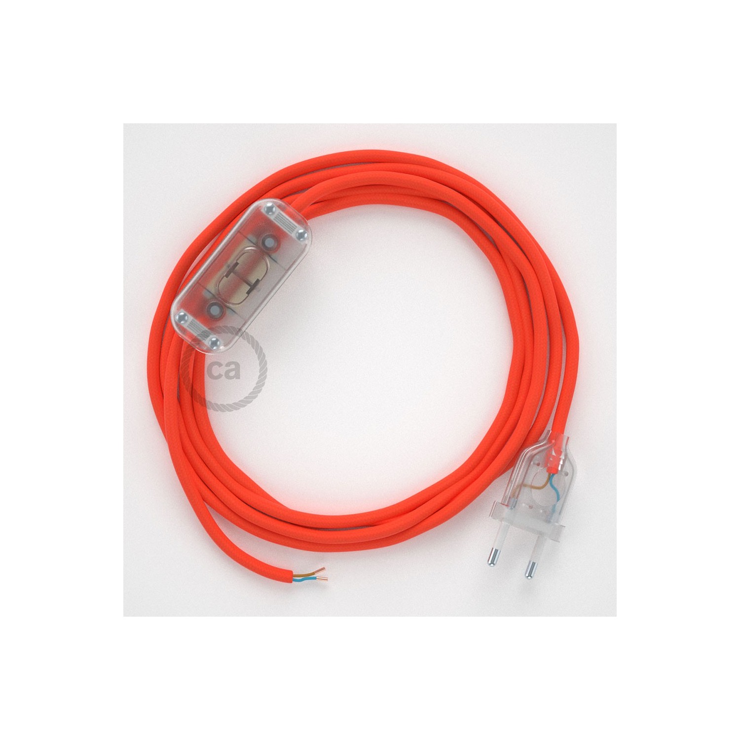 Cableado para lámpara, cable RF15 Efecto Seda Naranja Flùo 1,8m. Elige tu el color de la clavija y del interruptor!