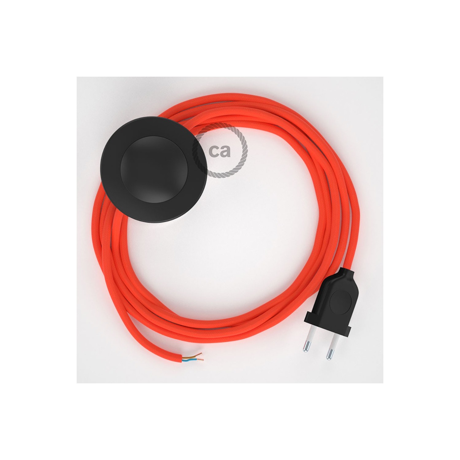 Cableado para lámpara de pie, cable RF15 Efecto Seda Naranja Flùo 3 m. Elige tu el color de la clavija y del interruptor!