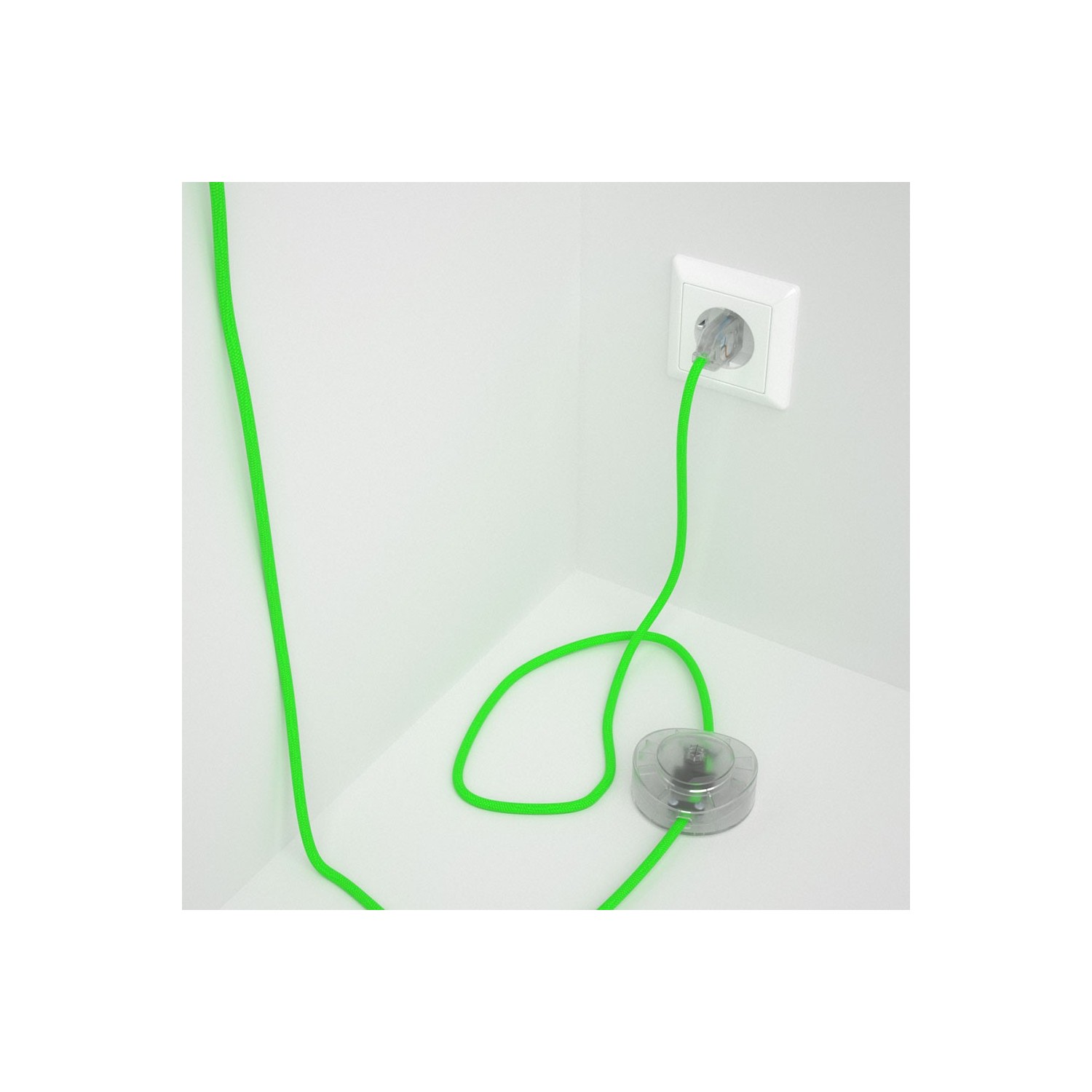 Cableado para lámpara de pie, cable RF06 Efecto Seda Verde Flùo 3 m. Elige tu el color de la clavija y del interruptor!