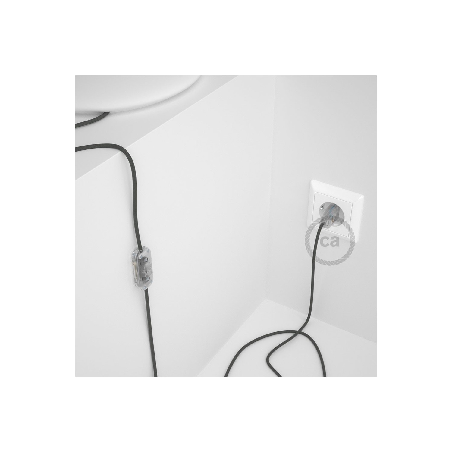 Cableado para lámpara, cable RM03 Efecto Seda Gris 1,8m. Elige tu el color de la clavija y del interruptor!
