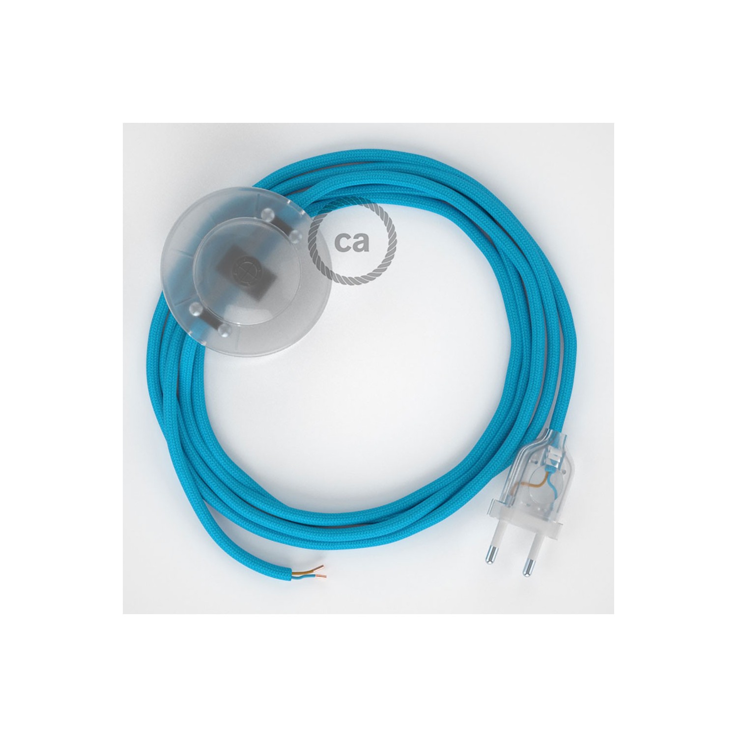 Cableado para lámpara de pie, cable RM11 Efecto Seda Celeste 3 m. Elige tu el color de la clavija y del interruptor!
