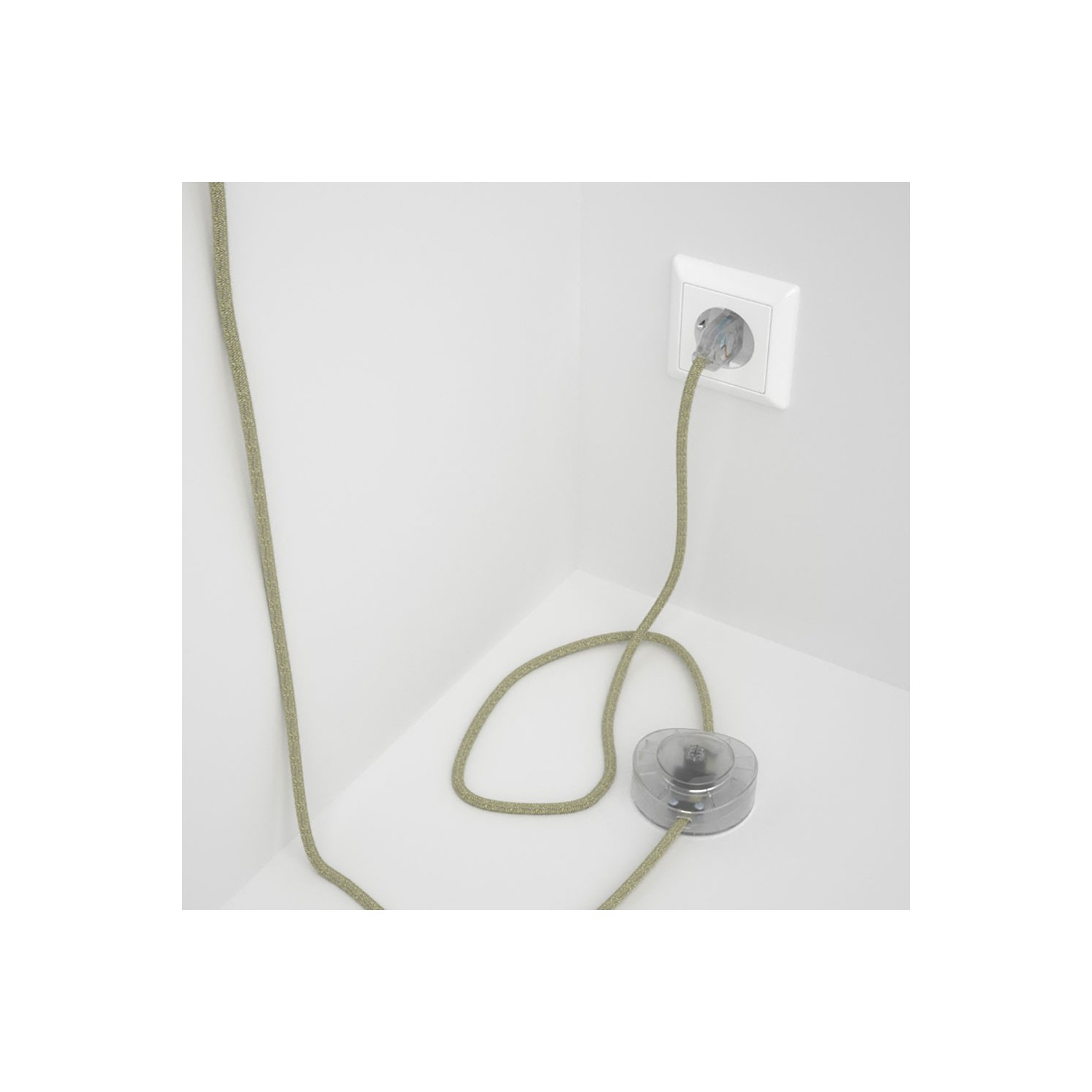 Cableado para lámpara de pie, cable RN01 Lino Natural Neutro 3 m. Elige tu el color de la clavija y del interruptor!