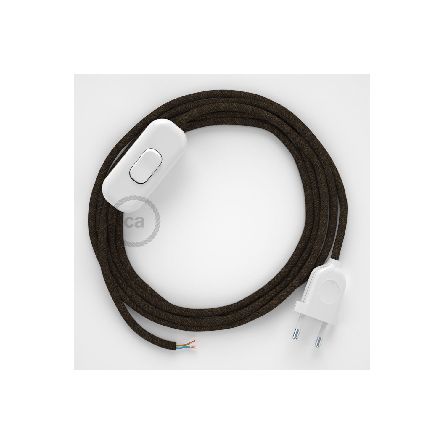 Cableado para lámpara, cable RN04 Lino Natural Marrón 1,8m. Elige tu el color de la clavija y del interruptor!