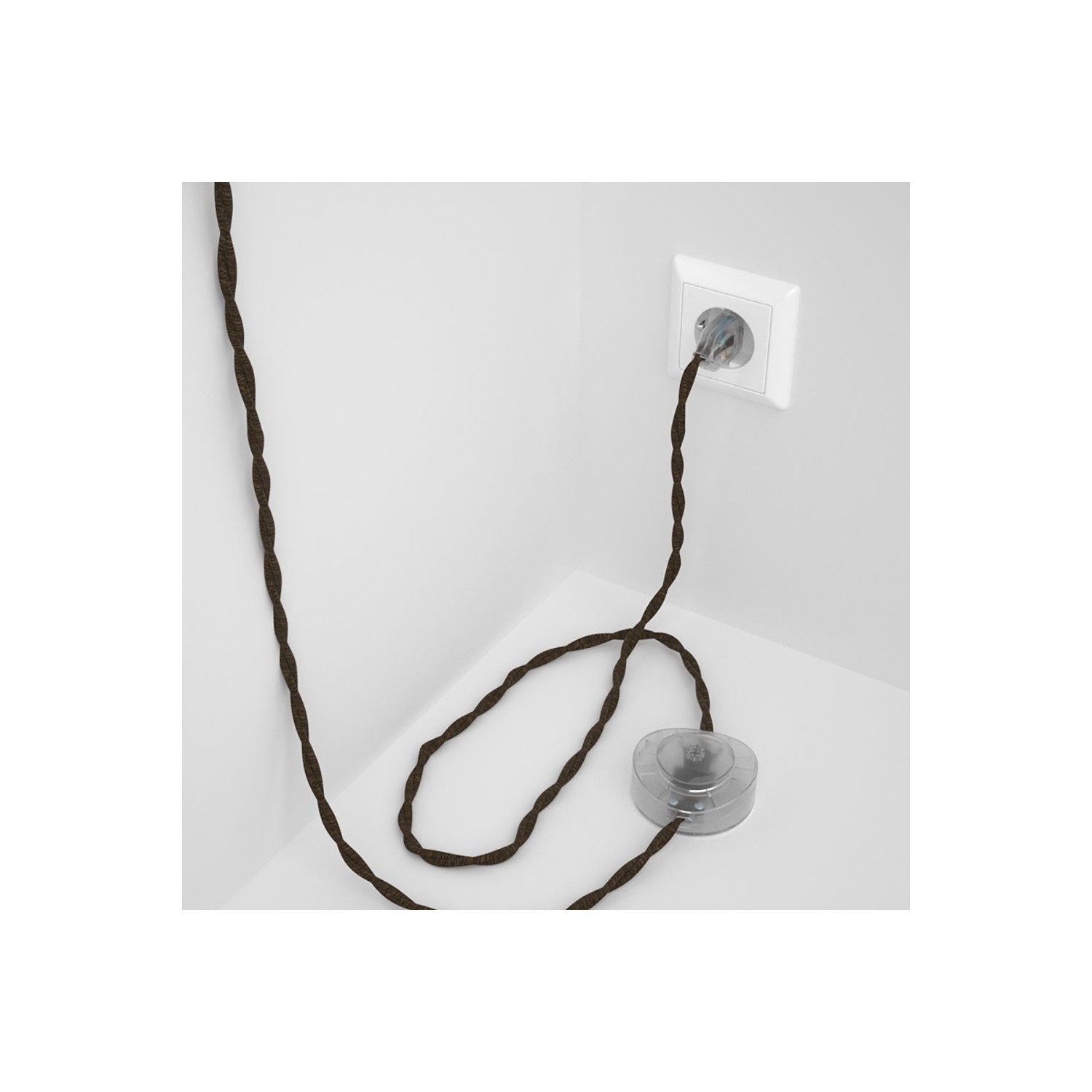 Cableado para lámpara de pie, cable RN04 Lino Natural Marrón 3 m. Elige tu el color de la clavija y del interruptor!
