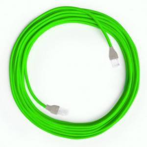 Cable LAN - Ethernet Textil RF06 Verde Fluorescente - Cat 5e - RJ45