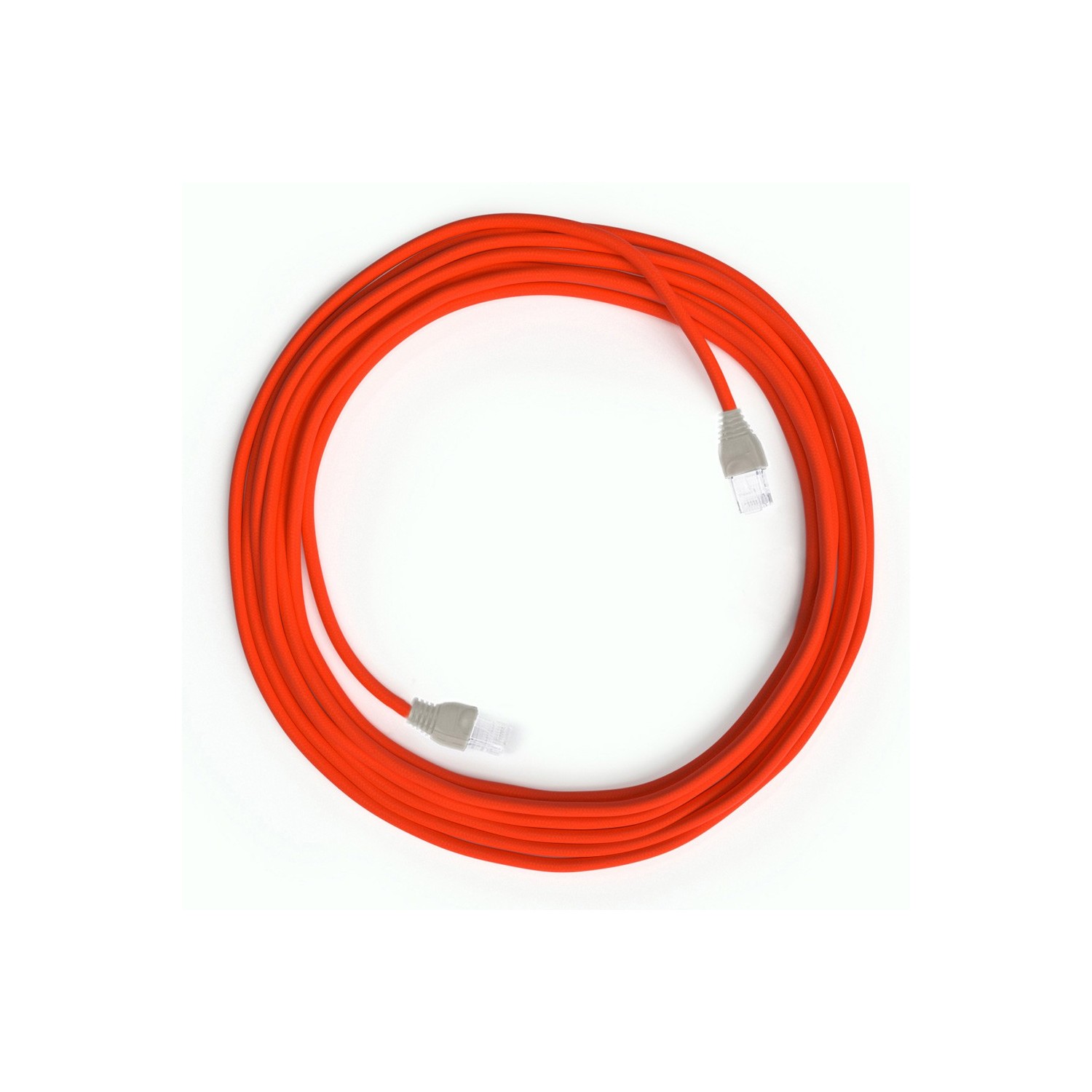 Cable LAN - Ethernet Textil RF15 Naranja Fluorescente - Cat 5e - RJ45