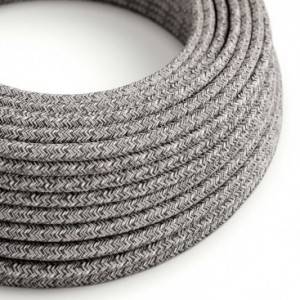 Cable Eléctrico Redondo Recubierto en Algodón Onyx Tweed color Negro, Lino Natural y Acabado Glitter RS81