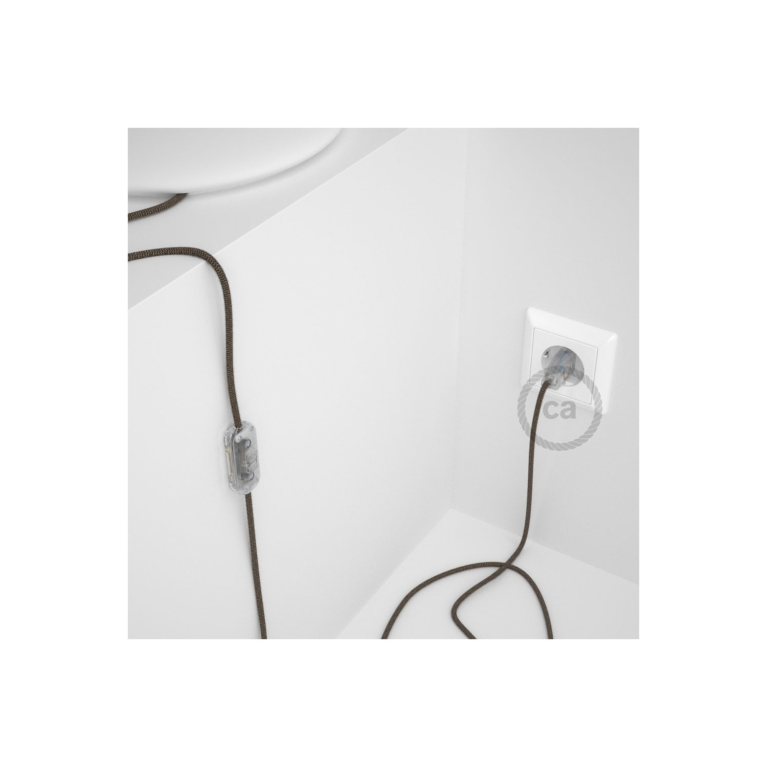 Cableado para lámpara, cable RD73 Algodón y Lino ZigZag Corteza 1,8m. Elige tu el color de la clavija y del interruptor!