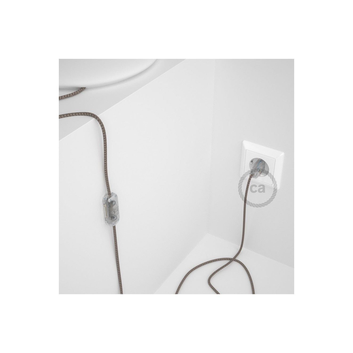Cableado para lámpara, cable RD63 Algodón y Lino Rombo Corteza 1,8m. Elige tu el color de la clavija y del interruptor!