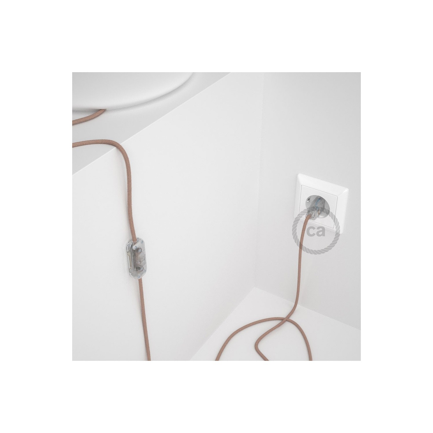 Cableado para lámpara, cable RD71 Algodón y Lino ZigZag Rosa Viejo 1,8m. Elige tu el color de la clavija y del interruptor!