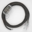 Cableado para lámpara, cable RD74 Algodón y Lino ZigZag Antracita 1,8m. Elige tu el color de la clavija y del interruptor!