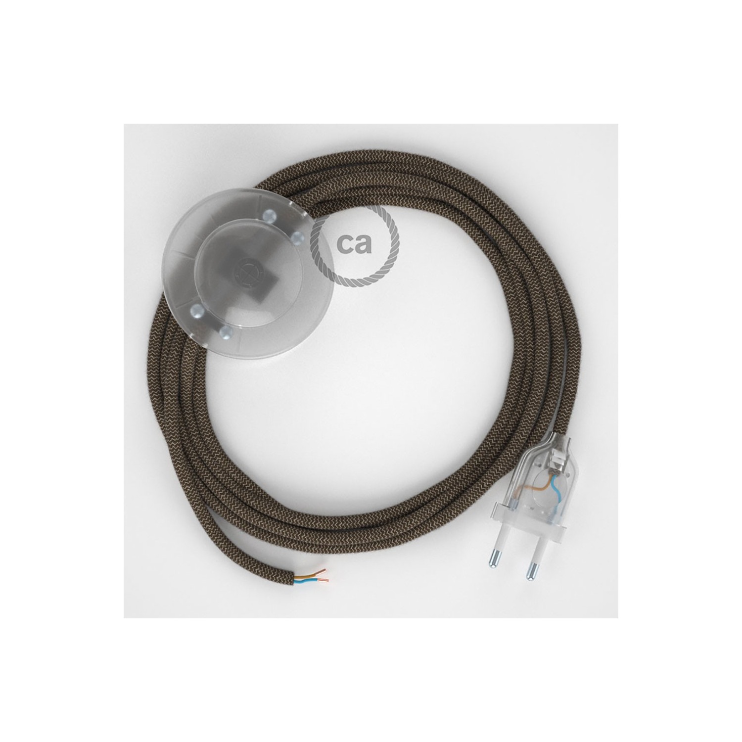 Cableado para lámpara de pie, cable RD73 ZigZag Corteza 3 m. Elige tu el color de la clavija y del interruptor!