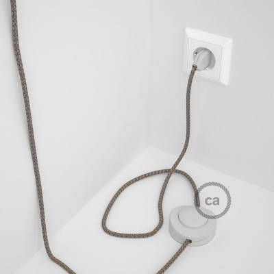 Cableado para lámpara de pie, cable RD63 Rombo Corteza 3 m. Elige tu el color de la clavija y del interruptor!